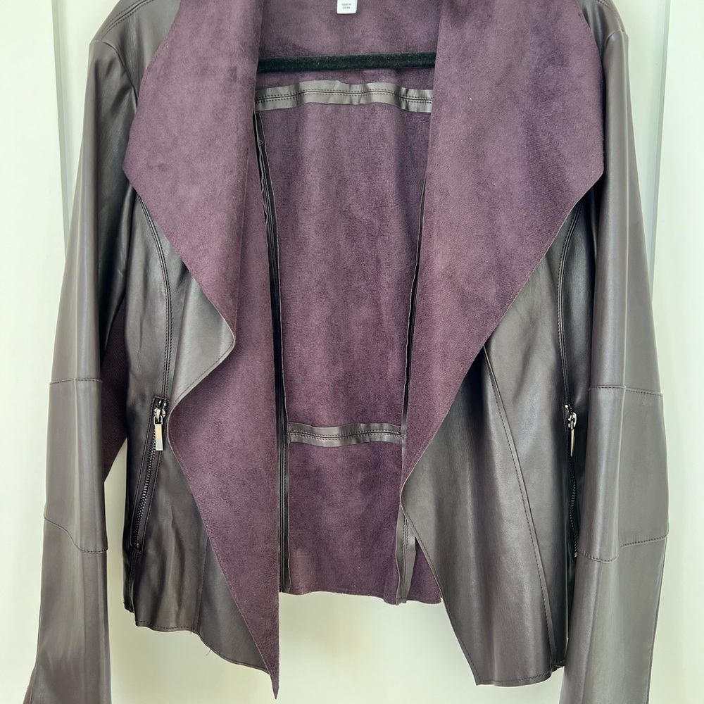 Bar III Purple Faux Leather Jacket- Large